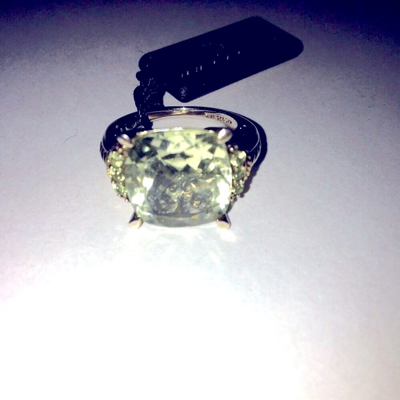 NICOLETTE MINT GREEN AMETHYST 8ct CABLE RING 14K GOLD / STERLING SILVER - Picture 2 of 8